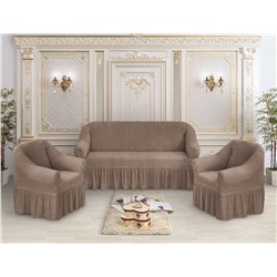 Чехол на диван и 2 кресла премиум "Серо-коричневый"