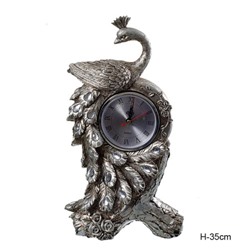 Часы статуэтка Павлин 35 см / Z031 /уп 12/серебро