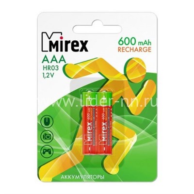 Аккумулятор Mirex LR03/2B 600mAh (AAA)