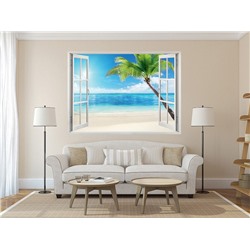 Фотопанно холст "Окно на пляж", 200*147 см 
                            (d-102327)