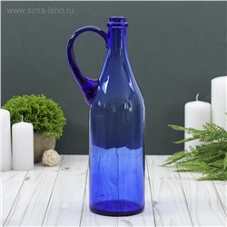 Бутыль "Литр Руч. 1л." d(дна)=9см H=32cм. из синего стекла (без декора)