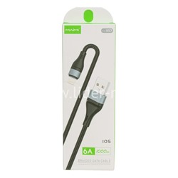 USB кабель Lightning 1.0м MAIMI X57 (черный) текстильный 6A