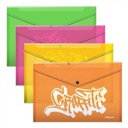 Папка-конверт на кноп Graffiti, A4, асс