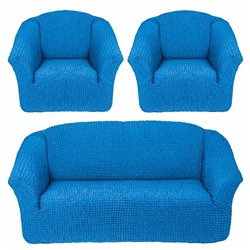 Чехол на диван и 2 кресла без оборки "Синий"