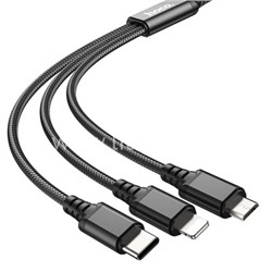 USB кабель 3в1 Lightning/micro USB/Type-C 1.0м HOCO X76 (черный) 2.0A