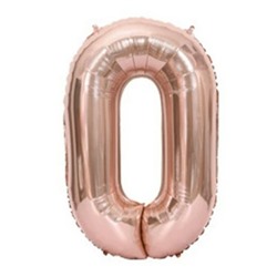 Шарик воздушный фольгированный Цифра 0 розовое золото, 80см (надувка воздухом) 210060 Кокос
