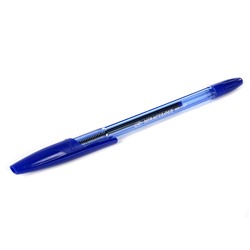 Ручка масляная 1 мм, синяя, прозрачный синий корпус
