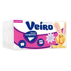 Салфетки бумажные VEIRO 1 слой белые 200шт/уп (27)