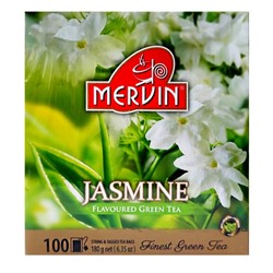 Зелёный чай цейлонский Mervin Ceylon Vihreä tee Jasmine (жасмин) 100 пак