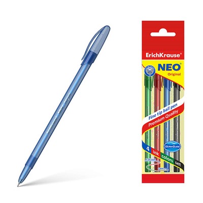 Н-р из 4 ручек Neo® Stick Original 0.7, син/чер/крас/зел