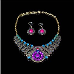 Комплект украшений ожерелье + серьги " Княгиня " фиолетовый декор 1шт (57)