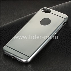 Задняя панель для iPhone7/8 Силикон металлик2 с вырезом под логотип (серебро)