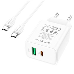 СЗУ Type-C to Type-C 1 USB выход QC 3.0+PD 20W (5V-3.0A/9V-2.0A/12V-1.5A) BOROFONE BA67A (белый)