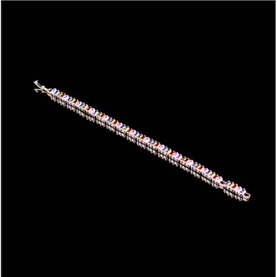 Браслет под золото с прямоугольными разноцветными камнями " Xuping Jewelry " 1шт (78)