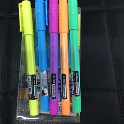 Ручка шариковая, 0,7мм, шестигранная, 5 цветов микс, синяя