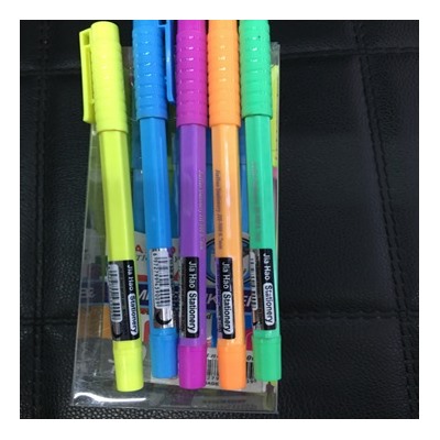 Ручка шариковая, 0,7мм, шестигранная, 5 цветов микс, синяя