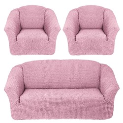 Чехол на диван и 2 кресла без оборки "Розовый"