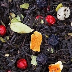 Северное сияние  Превосходный черный чай с апельсином, лимоном, яблоком в сочетании с корицей  и с ягодами брусники и черник.