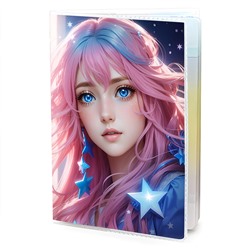 MOB855 Обложка для паспорта Девушка с розовыми волосами