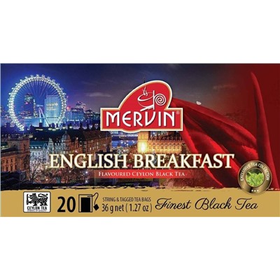 Чай чёрный цейлонский Mervin Ceylon Musta tee English Breakfast 20 шт