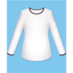 Школьный джемпер (блузка) для девочки с бордовой окантовкой 84603-ДШ21