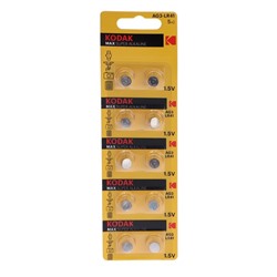 Батарейка алкалиновая Kodak, AG3 (G3, 392, LR736, LR41)-10BL, 1.5В,9336793 ЦЕНА ЗА 1 ШТ.