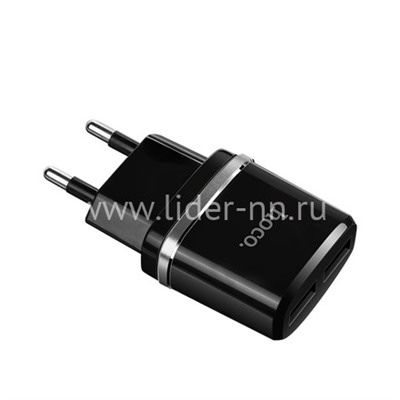 СЗУ Type-C 2 USB выхода (2400mAh/5V) HOCO C12 (черный)