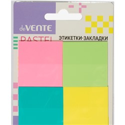 Закладки deVente "Pastel" 38*38мм, 4цв 20л, полупрозрачные, пластиковые, европодвес