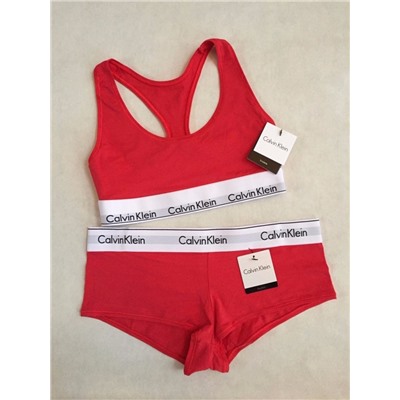 Женский комплект Calvin Klein с чашечками красный: топ и шортики C15