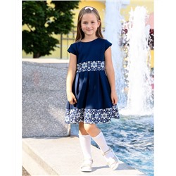 Школьное синее платье для девочки с отделкой 83232-ДШ21