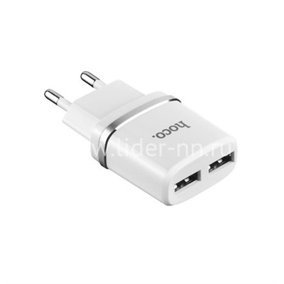 СЗУ Micro USB 2 USB выхода (2400mAh/5V) HOCO C12 (белый)