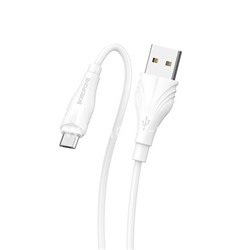 USB кабель micro USB 2.0м BOROFONE BX18 (белый) 2.4A
