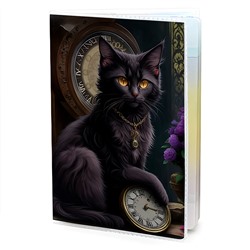MOB611 Обложка для паспорта ПВХ Чёрный кот