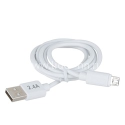 USB кабель micro USB 1.0м (без упаковки) 2.4A (белый)