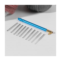 Крючок для вязания, со сменными головками, 10 шт, d = 0,5 - 2,75 мм, 11,5 см, цвет МИКС