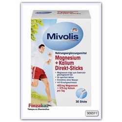Пищевая добавка с магнием и калием Mivolis Magnesium + Kalium Direkt-Sticks 30 стиков