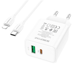 СЗУ Type-C to Lightning 1 USB выход QC3.0+PD 20W (5V-3.0A/9V-2.0A/12V-1.5A) BOROFONE BA67A (белый)