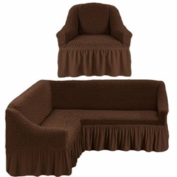 Чехол на угловой диван + 1 кресла "Шоколад"