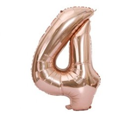 Шарик воздушный фольгированный Цифра 4 розовое золото, 80см (надувка воздухом) 210060-4 Кокос