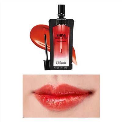 Beausta Тинт для губ / Shine Gloss Lip tint #3 Peach Orange, персиковый апельсин, 4 мл