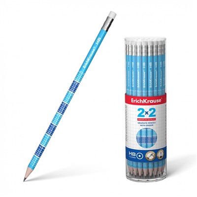 Чернограф круглый карандаш с ластиком 2x2 HB