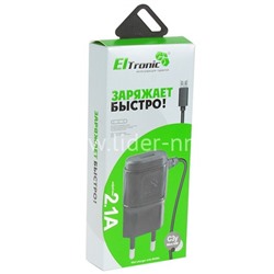 СЗУ ELTRONIC Micro USB (2100mAh) в коробке (черный)