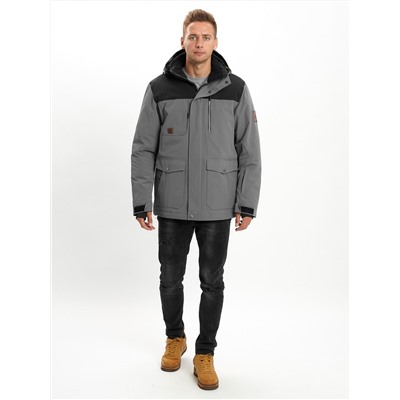 Молодежная зимняя куртка мужская серого цвета 2155Sr