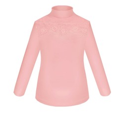 Розовая школьная водолазка (блузка) для девочки с кружевом 83872-ДШ20