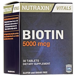Диетическая добавка "Биотин", 5000 мкг Nutraxin 30 шт