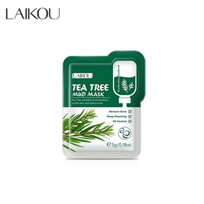 Маска для лица с чайным деревом и каолином противовоспалительная Laikou Tea Tree Mud Mask, 1 ШТУКА