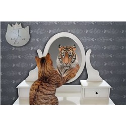 Алмазная мозаика стразами без подрамника "Тигр в отражении котёнка" 40х50 см 00115240