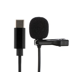 Микрофон на прищепке G-104, 20-15000 Гц, -34 дБ, 2.2 кОм, Type-C, 1.5 м, черный