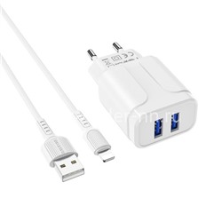 СЗУ Lightning 2 USB выхода 12W (2400mAh/5V) BOROFONE BA37A (белый)