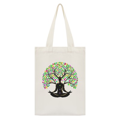 SUMS-0976 Сумка - шоппер с принтом Медитация дерево жизни